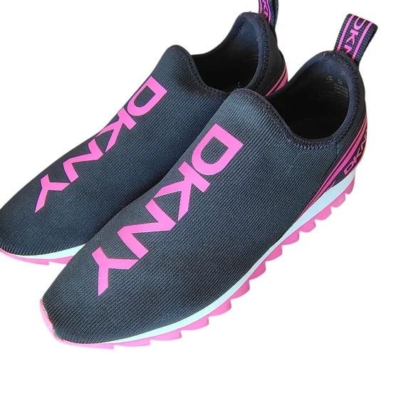 DKNY ABBI Women's Black and Pink Slip-On Sneakers - Picture 3 of 7